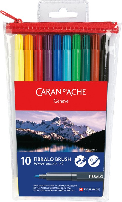 Caran d'Ache Fasermaler Fibralo Brush 10 Farben assortiert Pic1