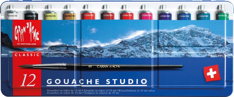 Caran d'Ache Gouache Studio Tuben Metallschachtel 12 Tuben Pic1