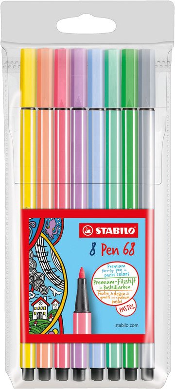 STABILO Fasermaler Pen 68 Etui, 8 Pastellfarben Pic1