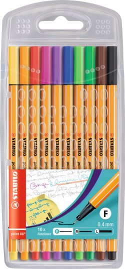Stabilo Stylo fibre 0.4mm étui à 10 couleurs
