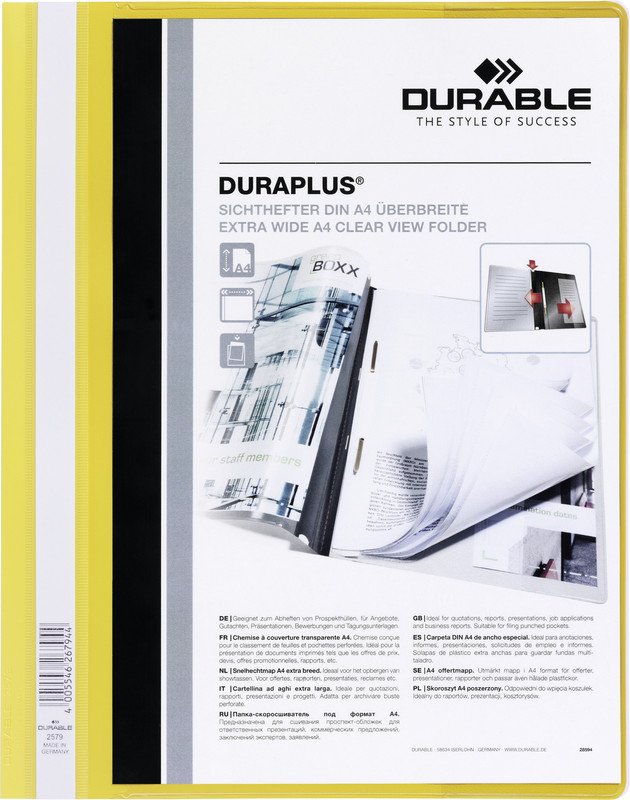 Durable Sichthefter Duraplus PP A4 überbreit gelb Pic1