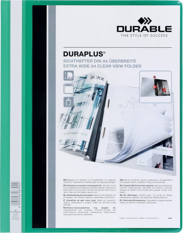 Durable Sichthefter Duraplus PP A4 überbreit grün Pic1