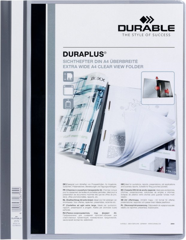 Durable Sichthefter Duraplus PP A4 überbreit grau Pic1