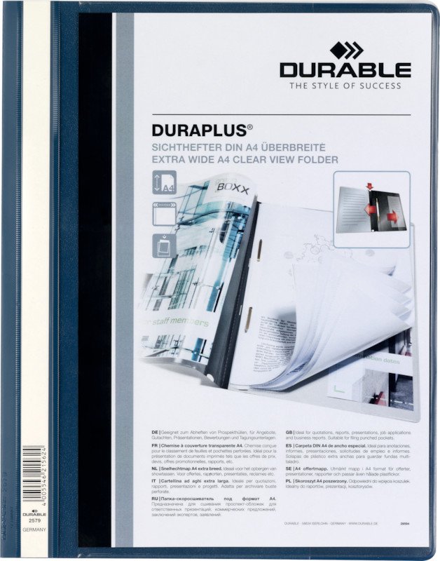 Durable Sichthefter Duraplus PP A4 überbreit dunkelblau Pic1