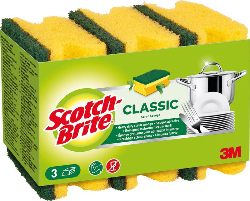 Scotch-Brite Schwamm mit grünem Pad à 3 Stück Pic1