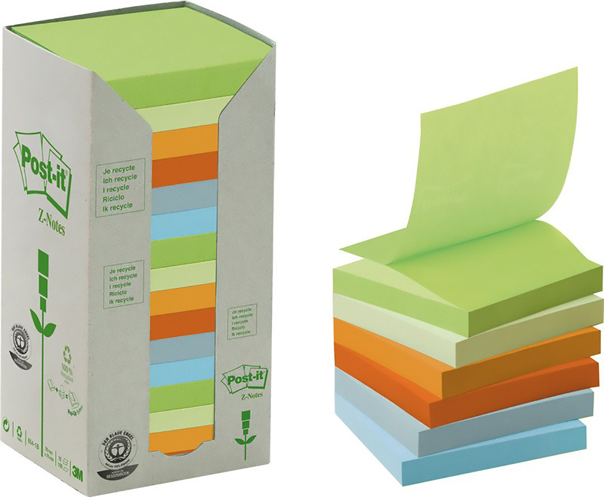 Post-it Haftnotizen Z-Notes Recycling 76x76mm à 16 Pic1