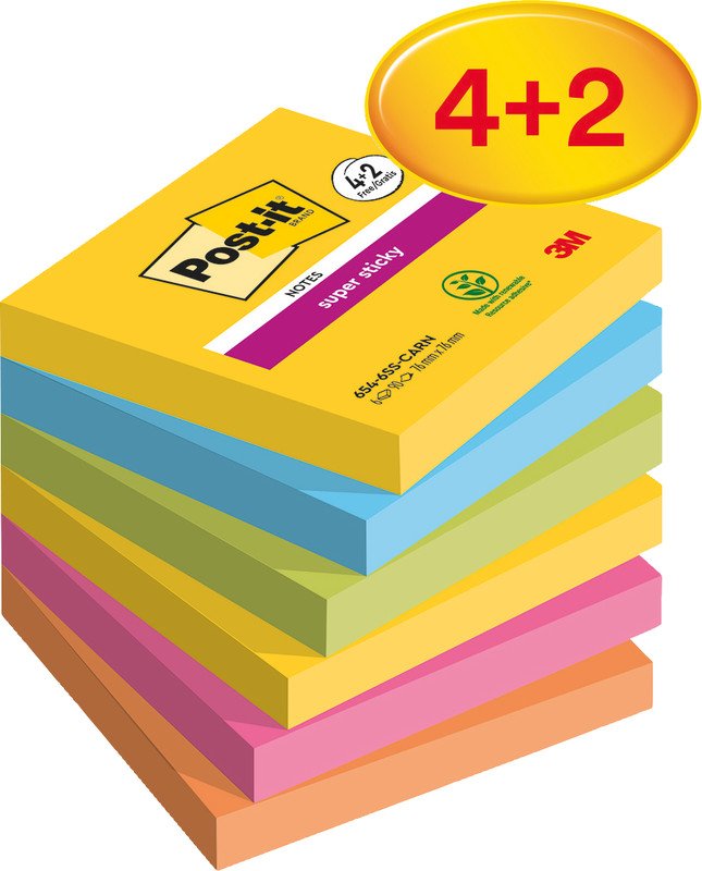 Post-it Super Sticky Promopack Carnival Collection 76x76mm Pic1