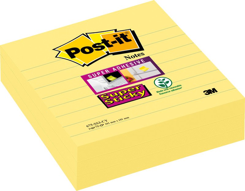 Post-it Haftnotizen SuperSticky 101x101mm liniert à 3 Pic1