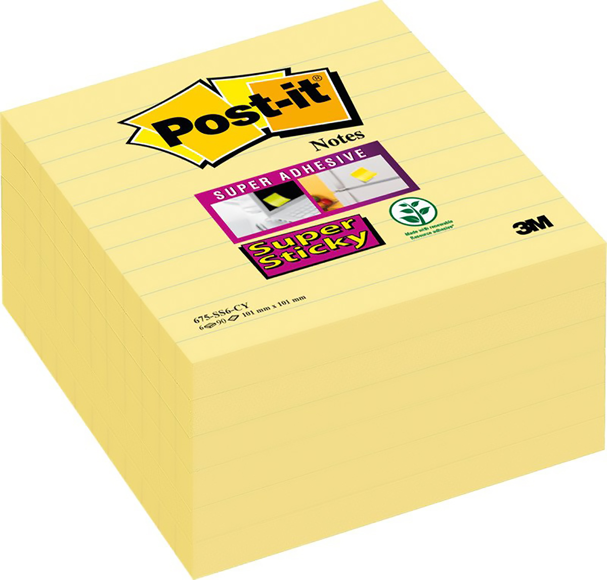 Post-it Haftnotizen SuperSticky 101x101mm liniert à 6 Pic1