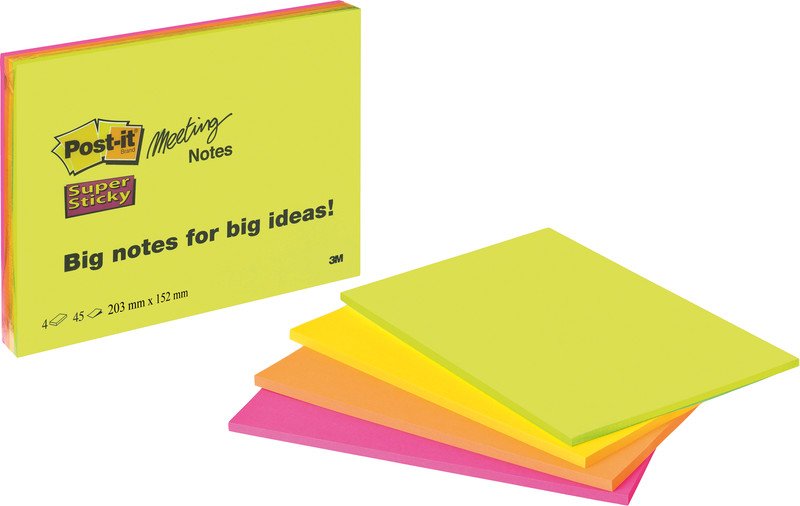 Post-it SuperSticky Meeting Notes 203 x 153 mm à 4 Pic1