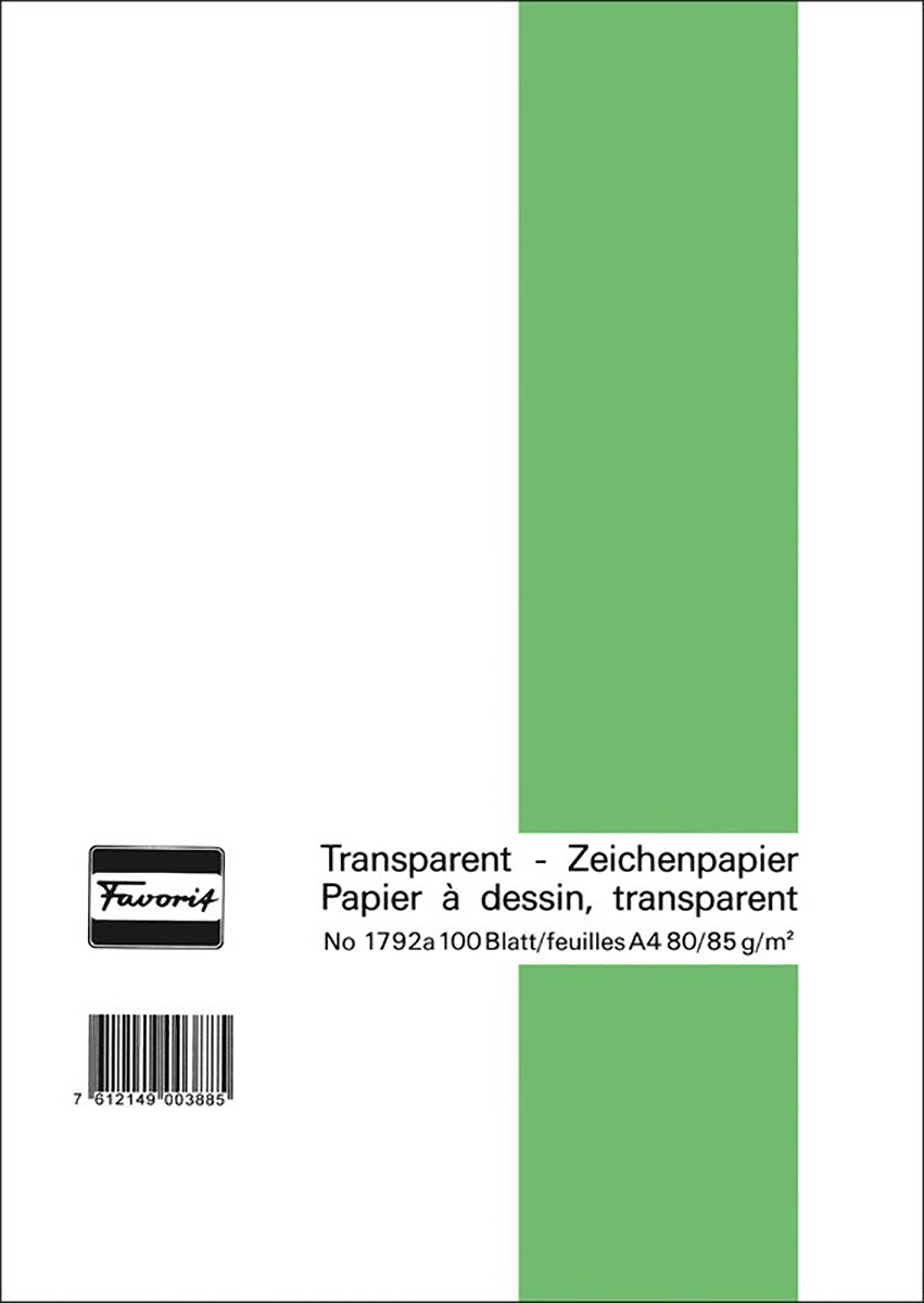 Favorit Transparentpapier Block A4 85gr ohne Druck Pic1