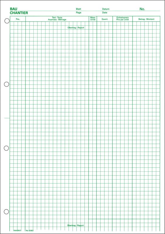 Favorit Devis-Ausmassbuch A4 ohne Deckblatt geleimt Pic1