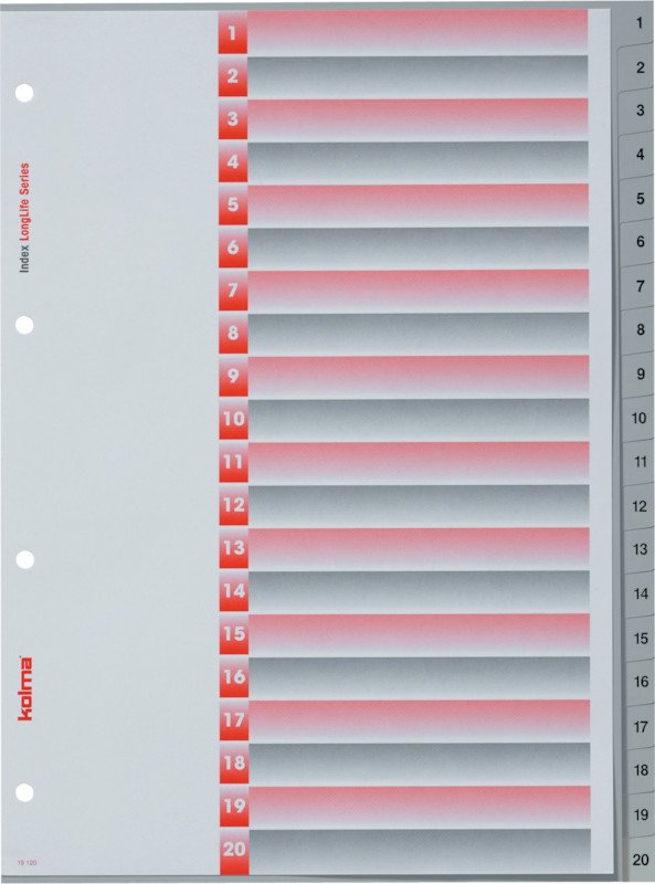 Kolma Register LongLife PVC A4 1-20 nummeriert Pic1