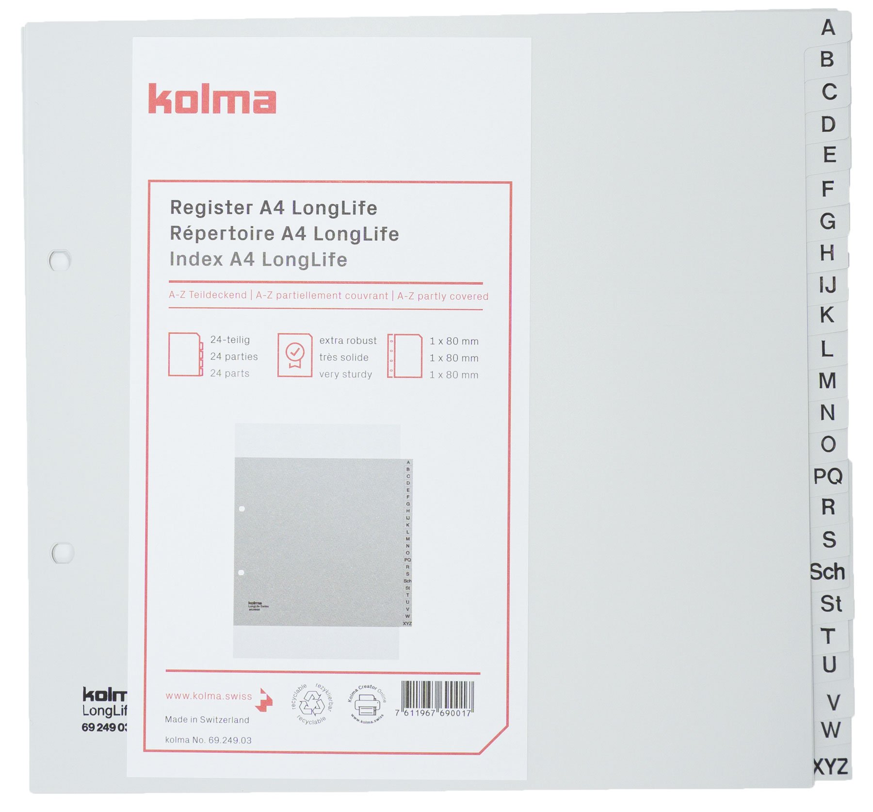 Kolma Register LongLife PVC A4 A-Z teildeckend Pic3