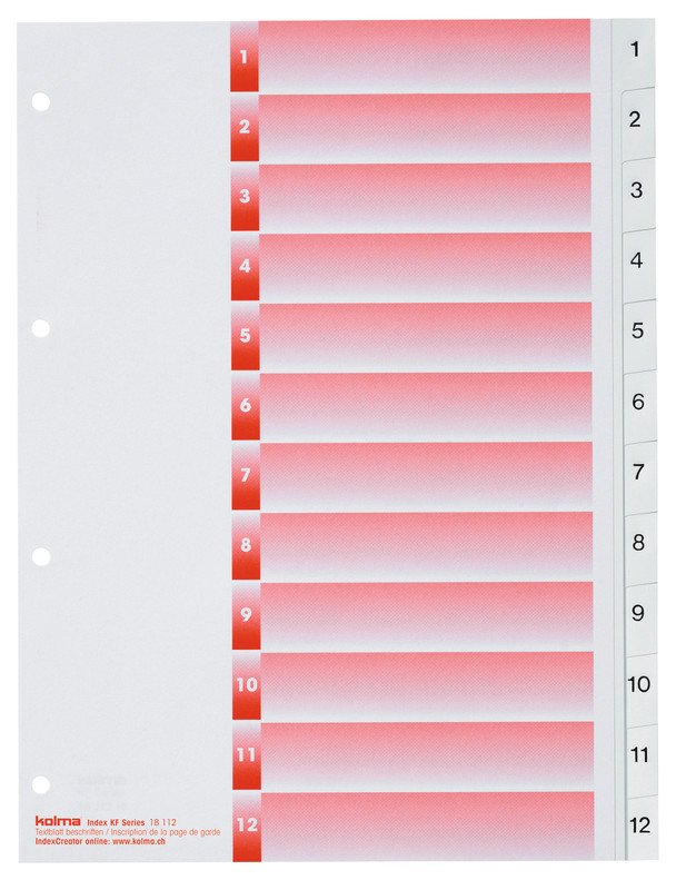 Kolma Register KolmaFlex A4 1-12 mit Indexblatt Pic1