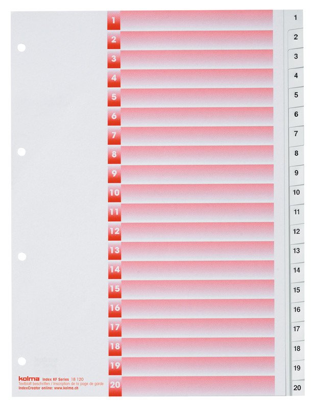 Kolma Register KolmaFlex A4 1-20 mit Indexblatt Pic1