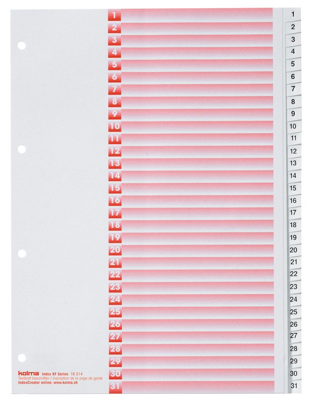 Kolma Register KolmaFlex A4 1-31 mit Indexblatt Pic1