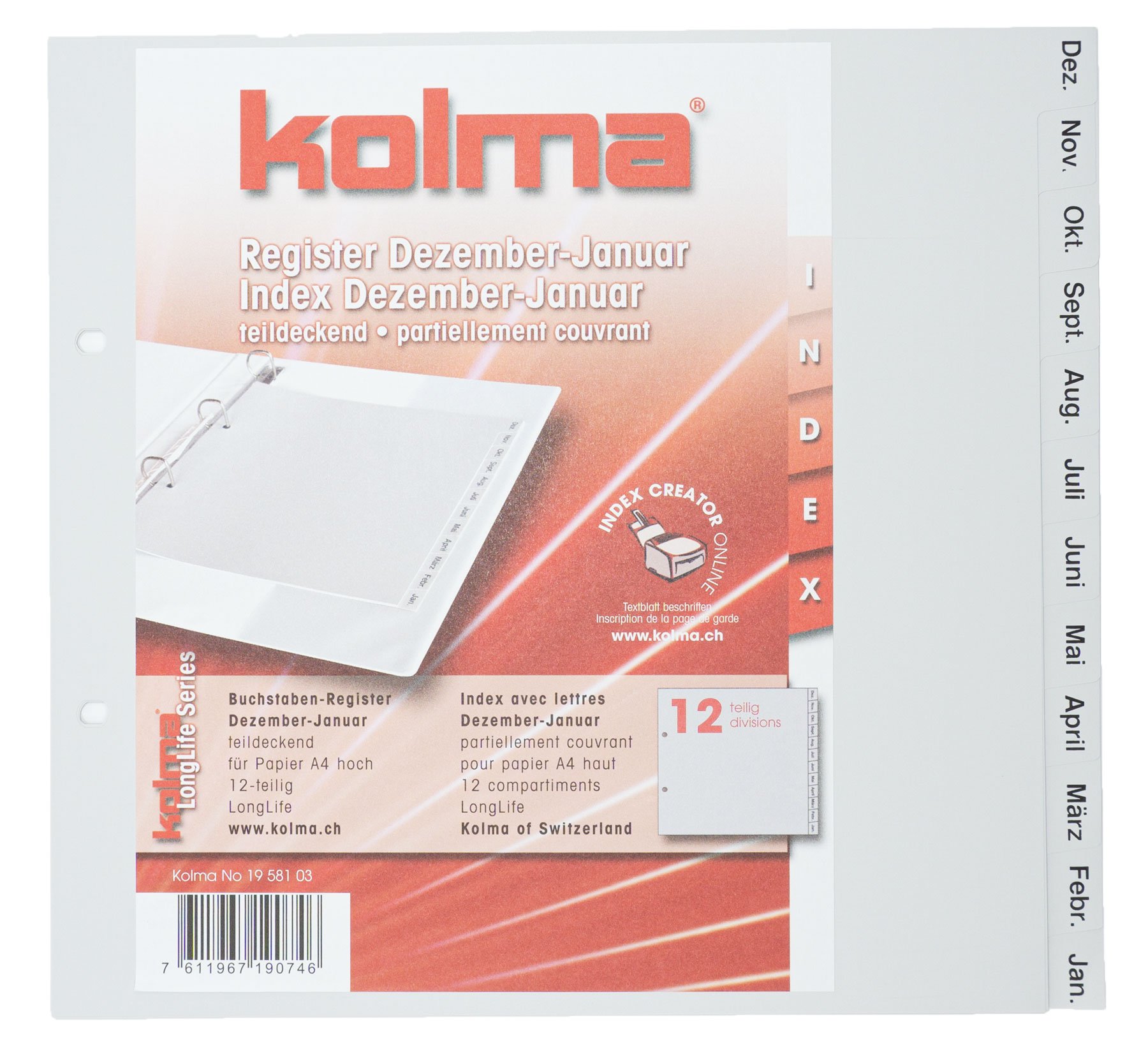 Kolma Register LongLife PVC A4 Dezember-Januar teildeck Pic3