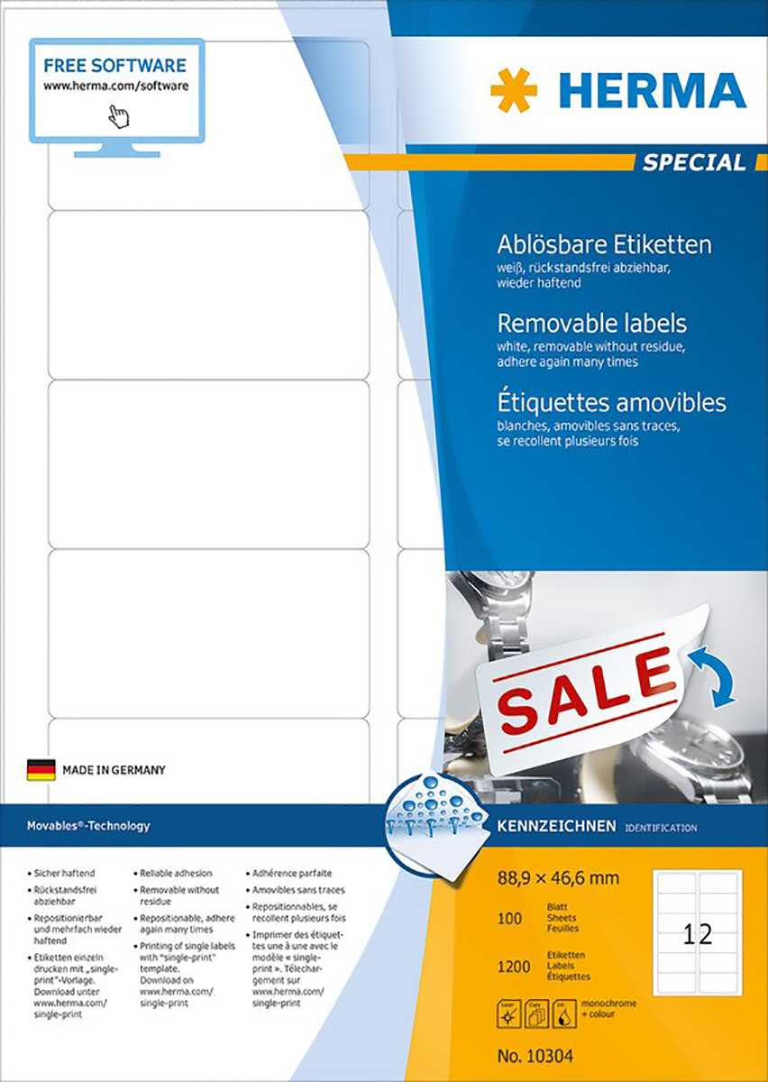 Herma Etiketten wiederablösbar 88.9x46.6mm à 100 Pic1