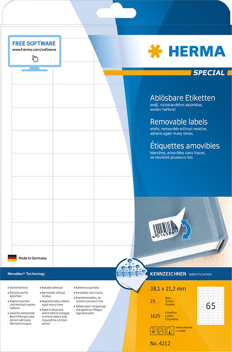 Herma Etiketten wiederablösbar 38.1x21.2mm à 25 Pic1