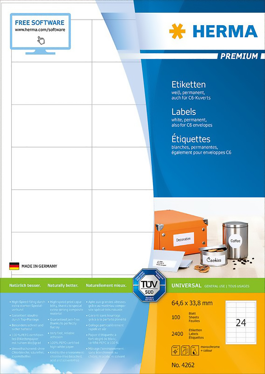 Herma Premium Etiketten 64.6x33.8mm à 100 Pic1