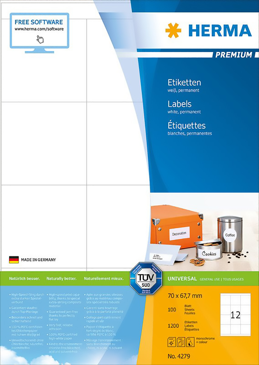 Herma Premium Etiketten 70x67.7mm à 100 Pic1