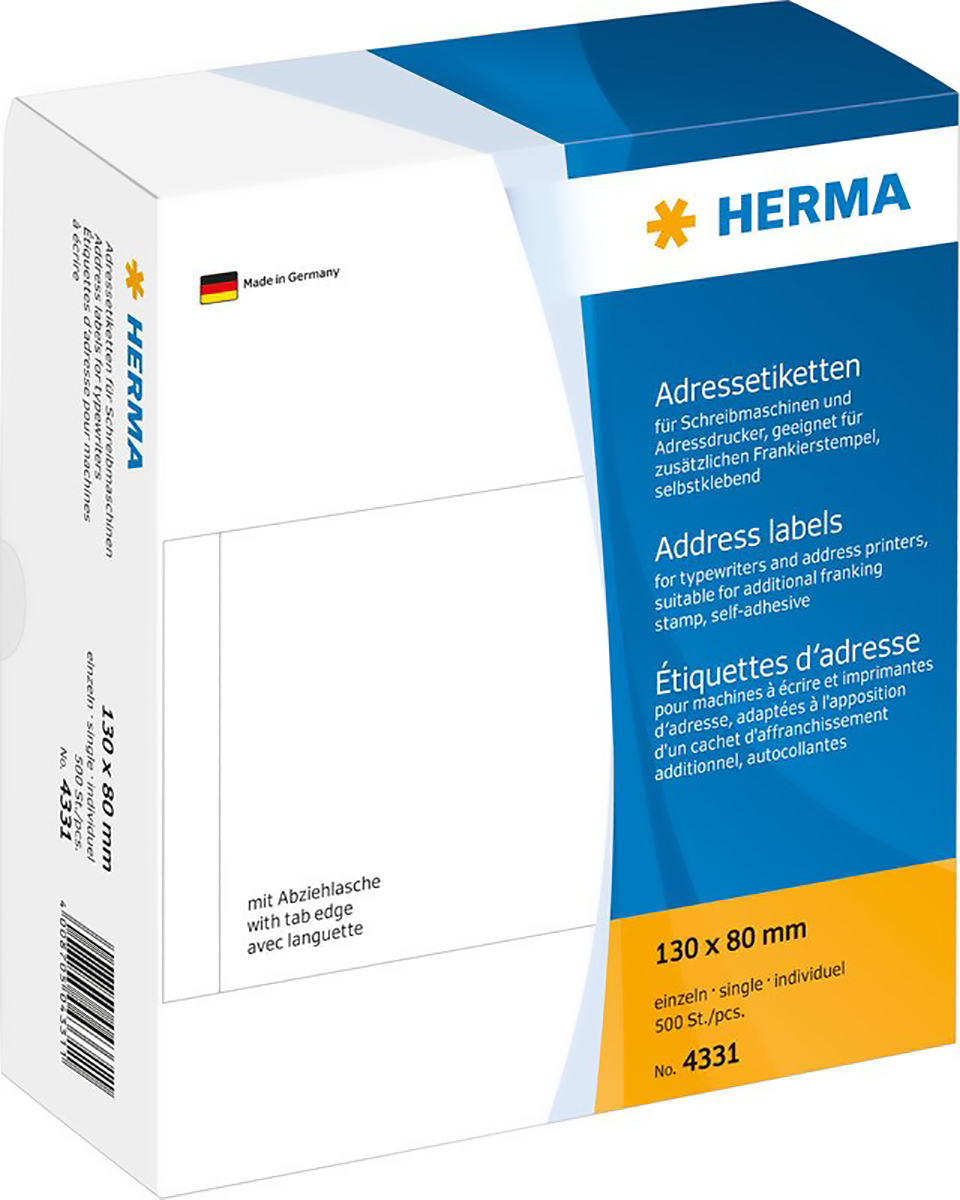 Herma Adressetiketten endlos leporellogefalzt 130x80mm à 500 Pic1