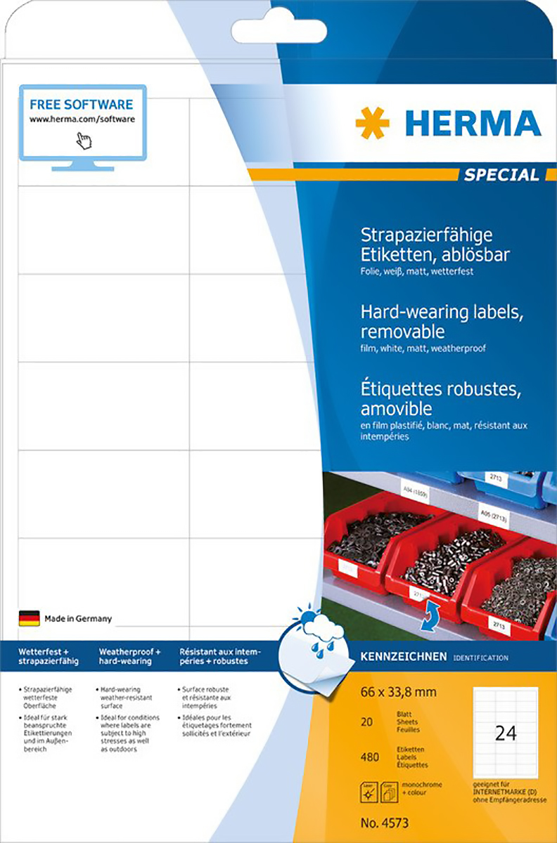 Herma Special Folienetiketten wiederablösbar 66x33.8mm à 20 Pic1