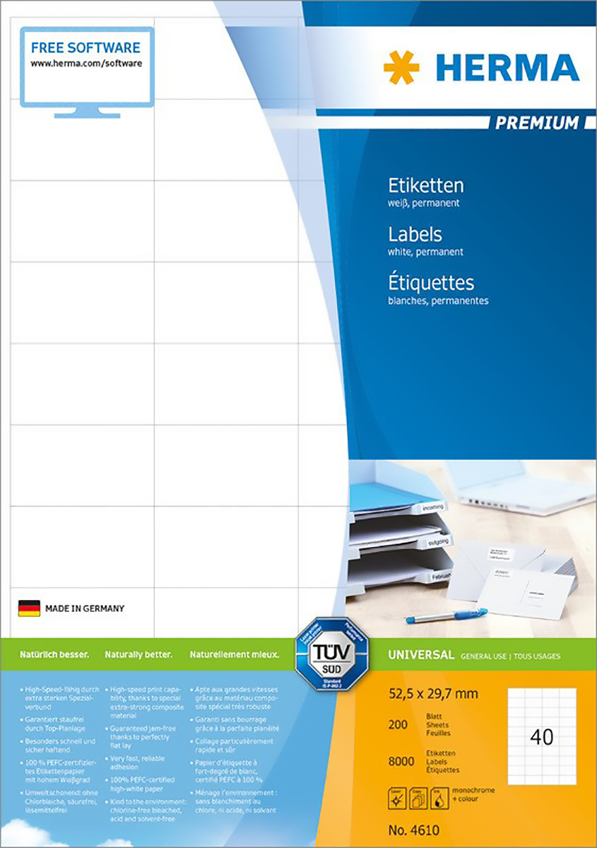 Herma Premium Etiketten 52.5x29.7mm à 200 Pic1