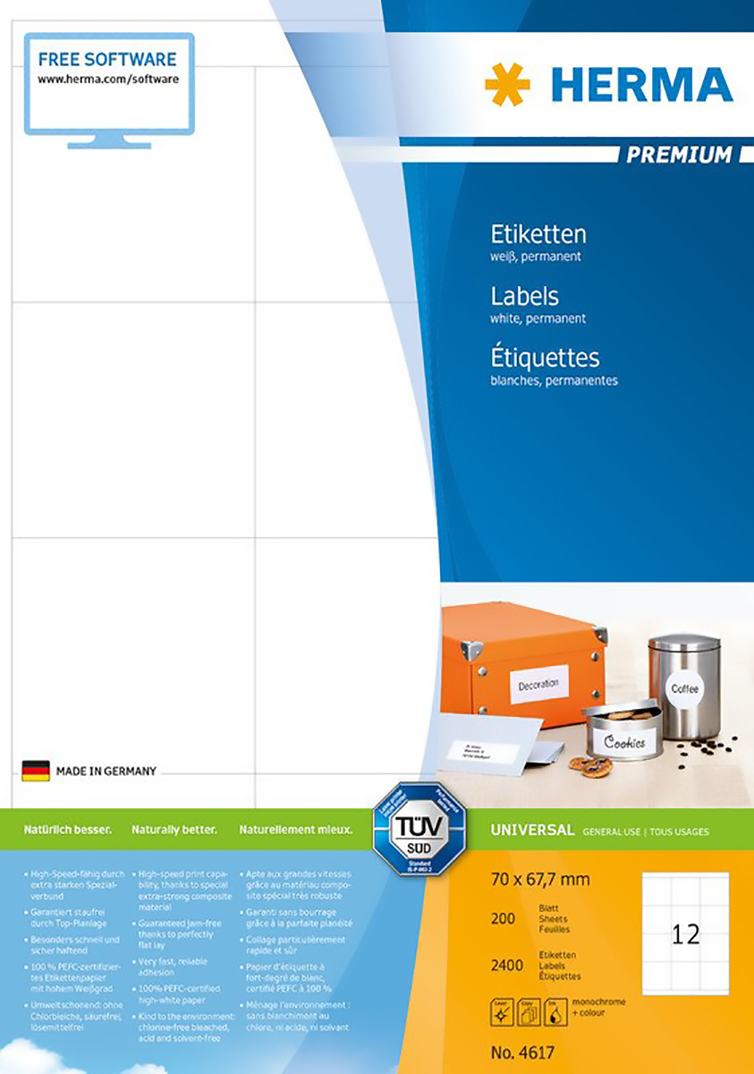 Herma Premium Etiketten 70x67.7mm à 200 Pic1