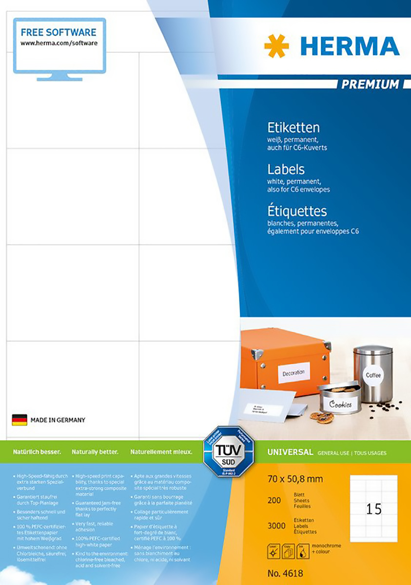 Herma Premium Etiketten 70x50.8mm à 200 Pic1