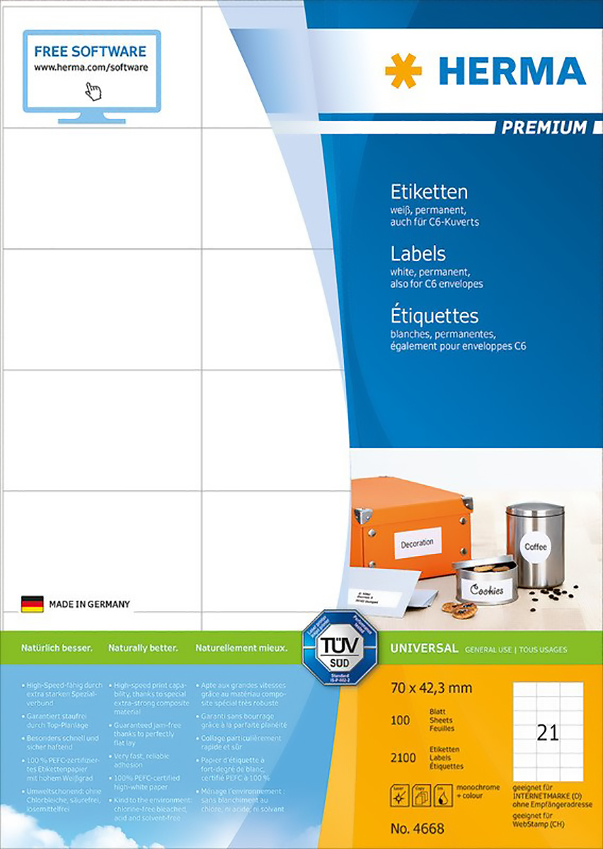 Herma Premium Etiketten 70x42.3mm à 100 Pic1