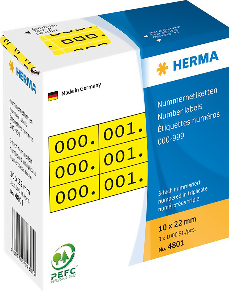 Herma Dreifach-Nummern 0-999 10x22mm à 3 x 1000 Pic1