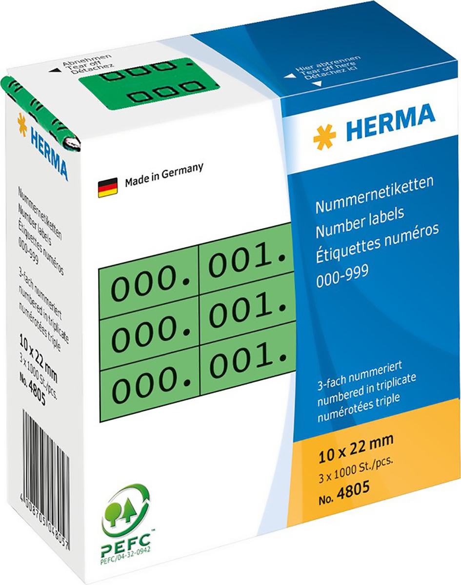 Herma Dreifach-Nummern 0-999 10x22mm à 3 x 1000 Pic1