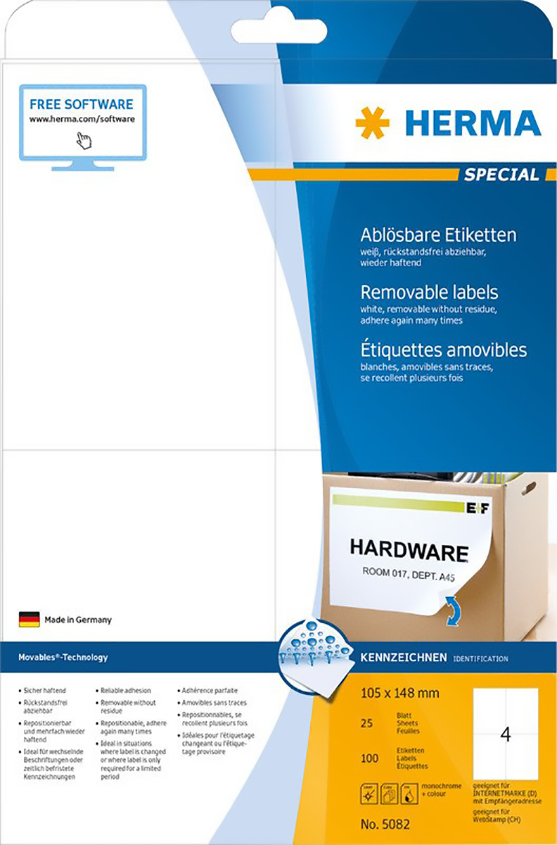 Herma Etiketten wiederablösbar 105x148mm à 25 Pic1