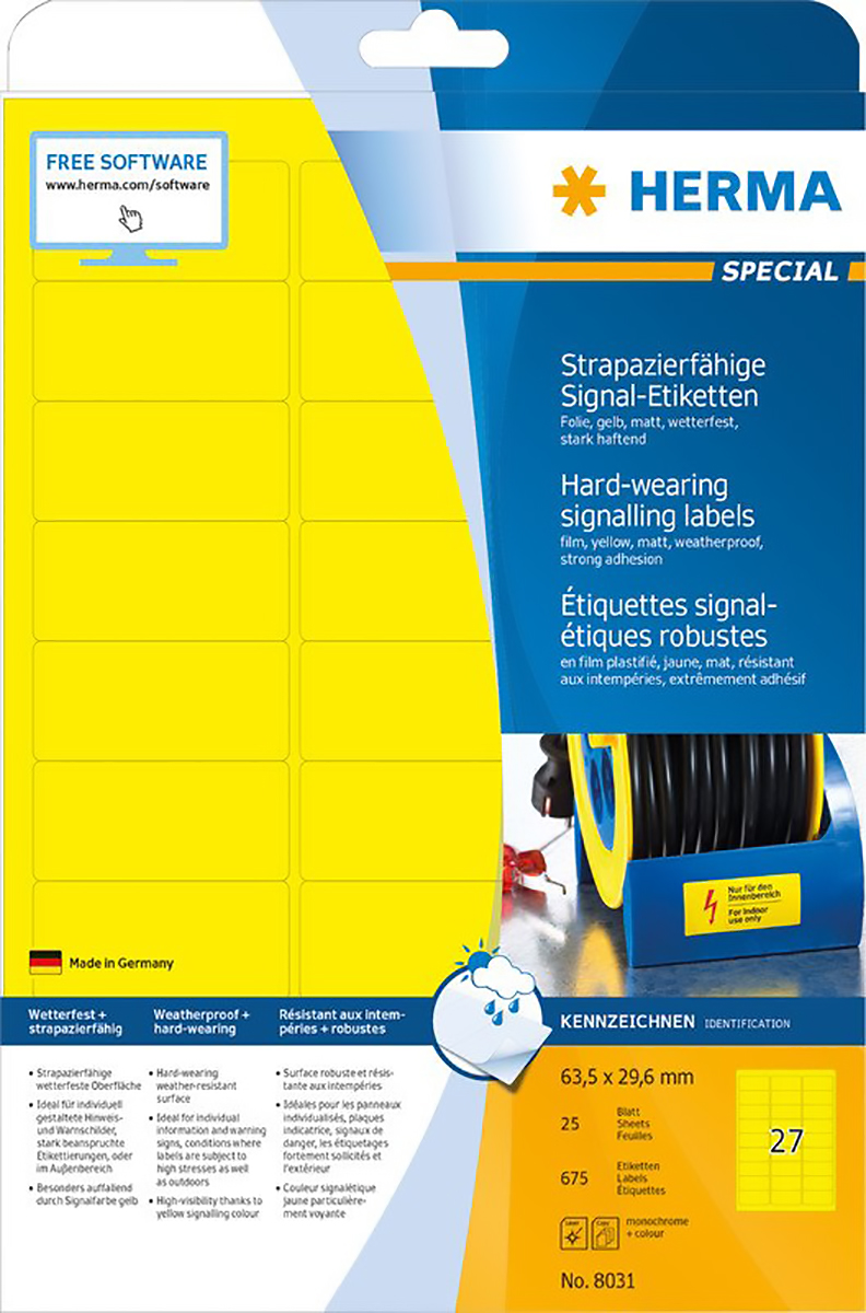 Herma Signal-Etiketten strapazierfähig 63.5x29.6mm à 25 Pic1