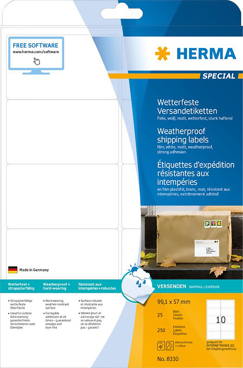 Herma Etiketten strapazierfähig wetterfest 99.1x57mm à 25 Pic1