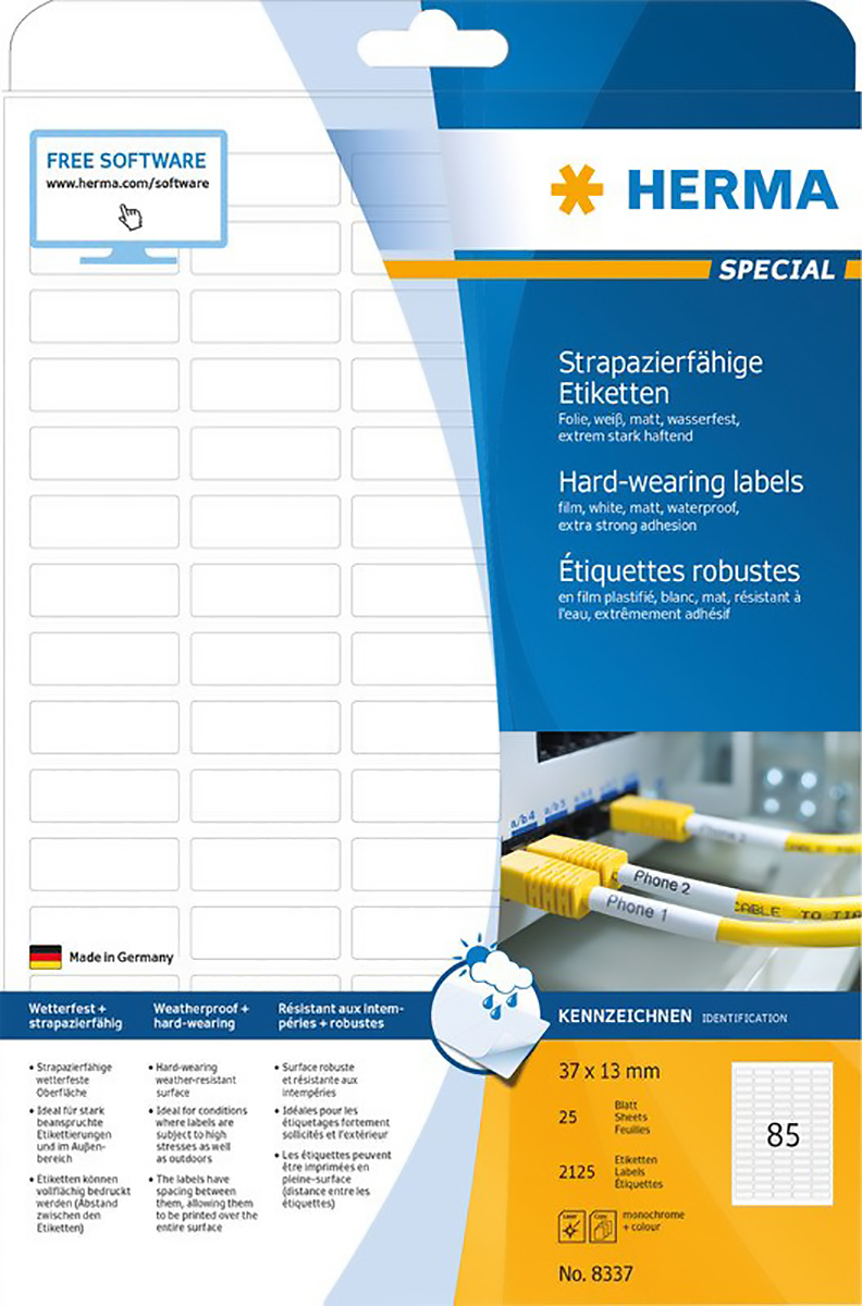 Herma Etiketten strapazierfähig wetterfest 37x13mm à 25 Pic1