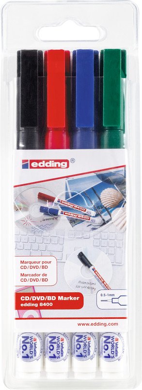 Edding CD/DVD/BD Marker 8400 0.5-1mm 4er Etui Pic1