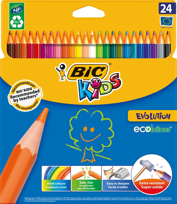 Evolution Bic Etui de 12 crayons de couleurs Évolution triangulaire pointe  moyenne - prix pas cher chez iOBURO- prix pas cher ch
