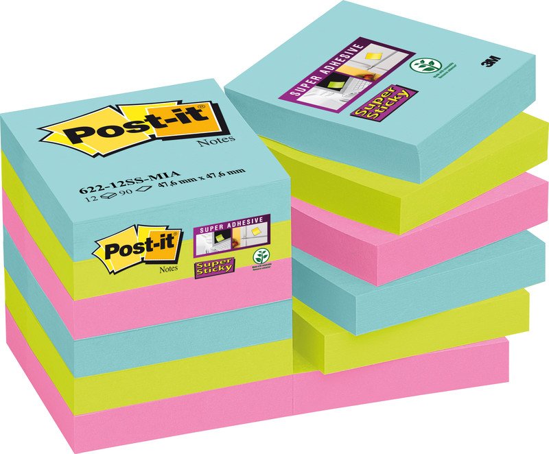 Post-it HaftnotizenSuper Sticky Miami 47.6 x 47.6mm  à 12 Pic1