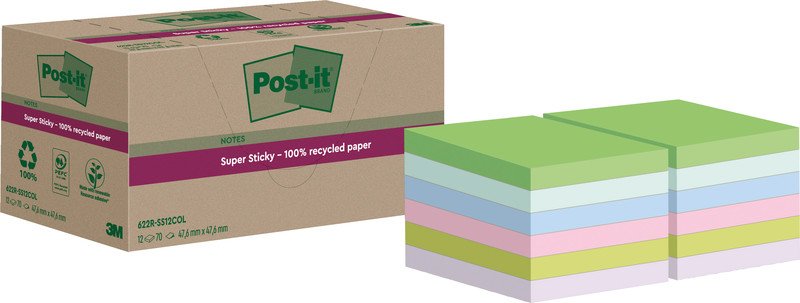 Post-it Super Sticky Haftnotizen Recycling 47.6x47.6mm Pic2