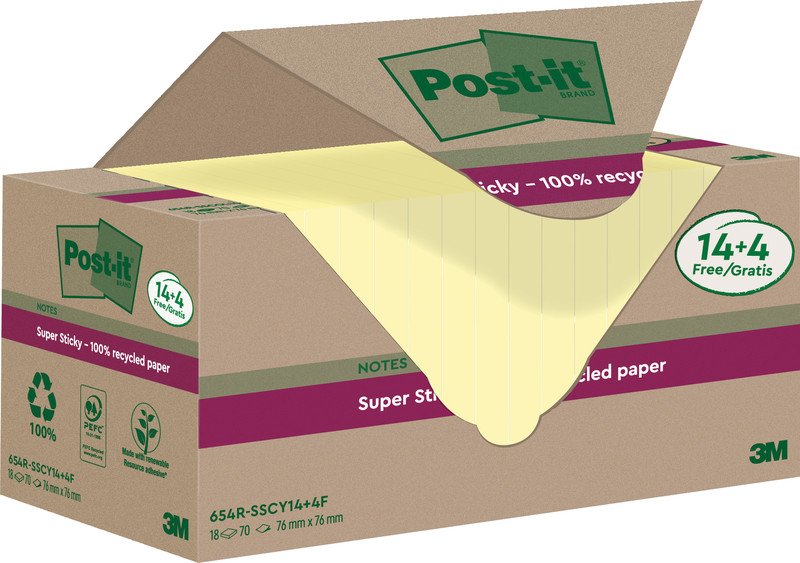 Post-it Super Sticky Haftnotizen Recycling 76x76mm Pic1