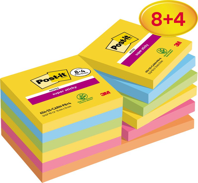 Post-it Super Sticky Promopack Carnival Collection 76x76mm Pic1