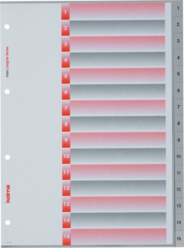 Kolma Répertoire LongLife PVC A4 1-15 avec feuille d'index Pic1