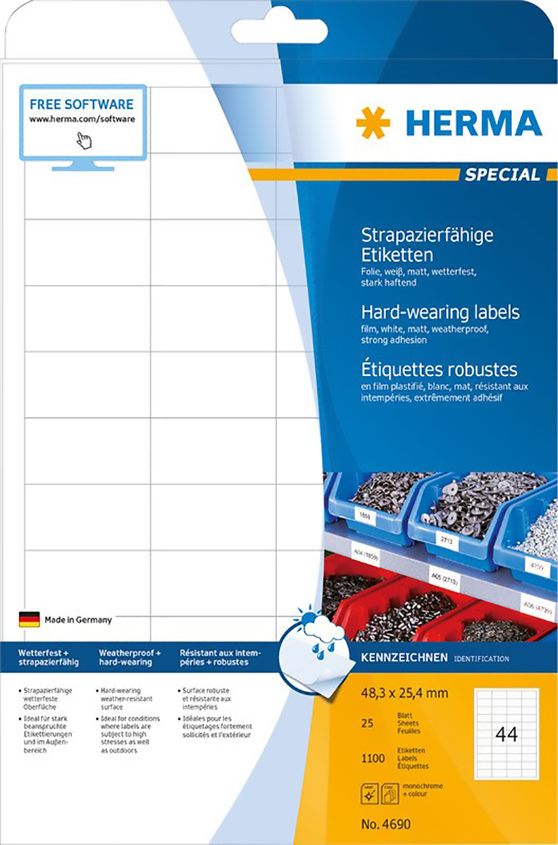 Herma Special Etiketten strapazierfähig 48.3x25.4mm à 25 Pic1