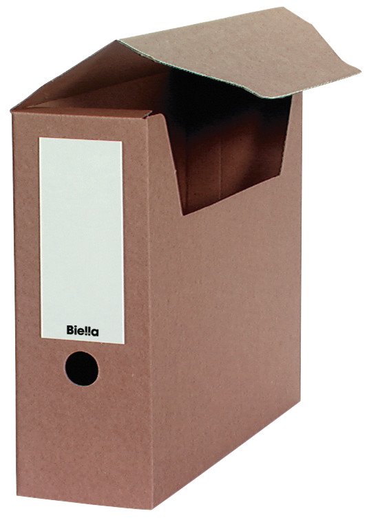 Biella Boîte archive A4 carton recyclée brun livrée à plat Pic1