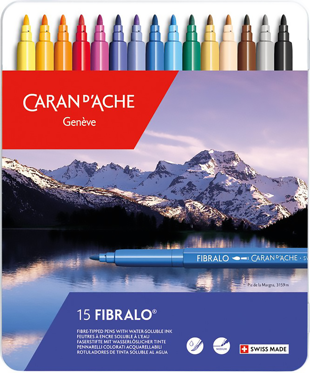 Caran d'Ache Faserschreiber Fibralo medium 15er Metalletui Pic1