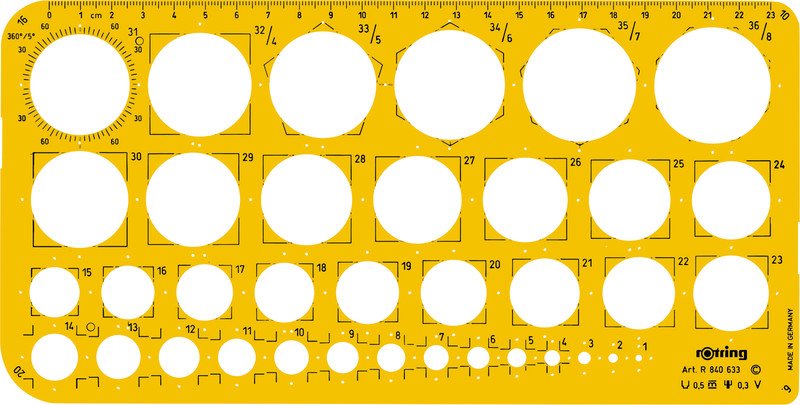 Rotring Gabarit de cercles 1-36mm 25.5x12.9cm Pic1
