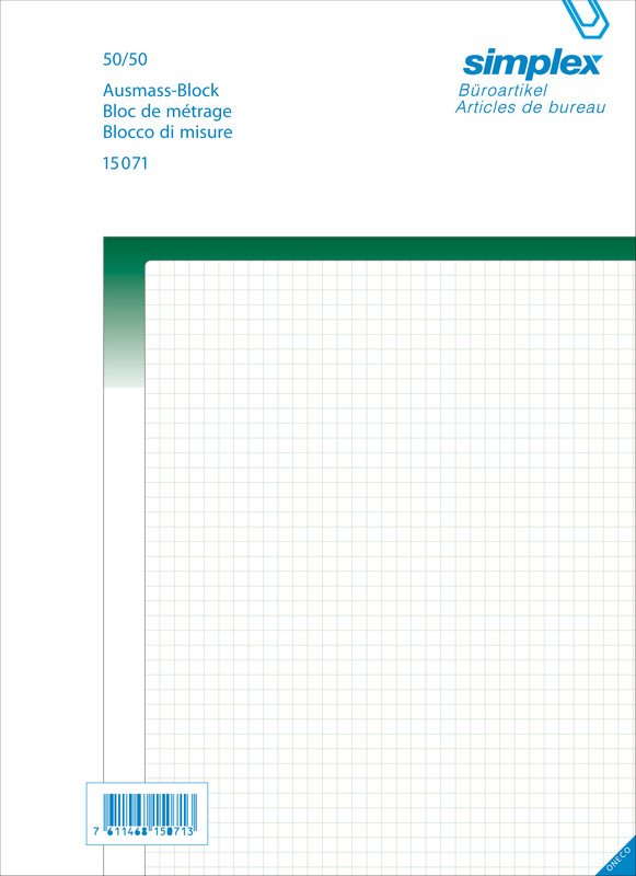 Simplex Ausmassbuch A4 50x2 Pic1